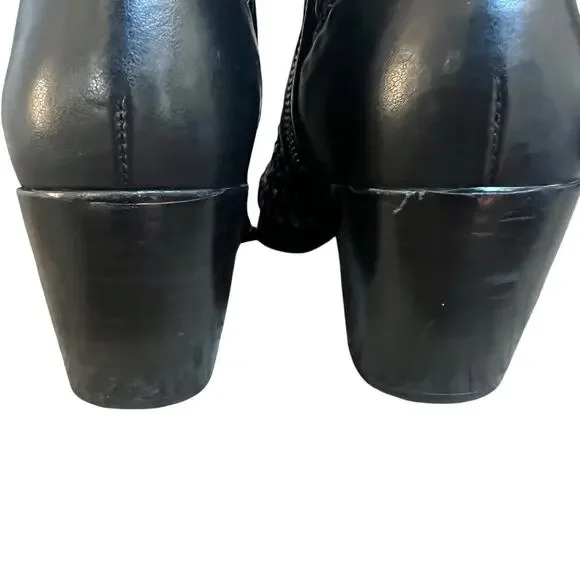 Michael Kors Black Augustine Woven Ankle Boots Size 7.5 Open Weave - Picture 13 of 15